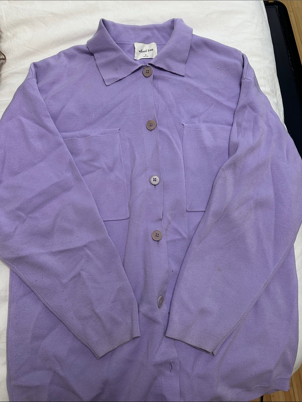 Aritzia Lavender Button-Up Knit Jacket